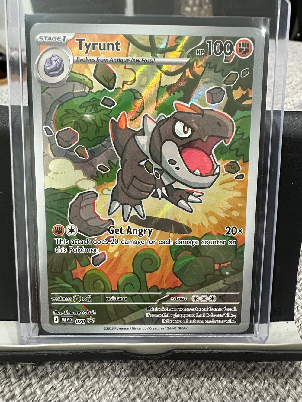 Pokemon Tyrunt Holographic Card - Brown, Green, Red